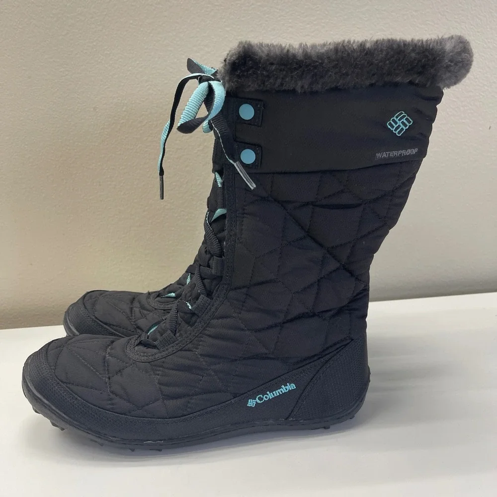 Columbia Minx Mid II Boots Girls 7 Black Waterproof Omni-Heat Snow BY1313